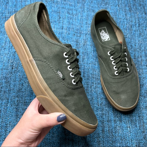 vans authentic gum sole green